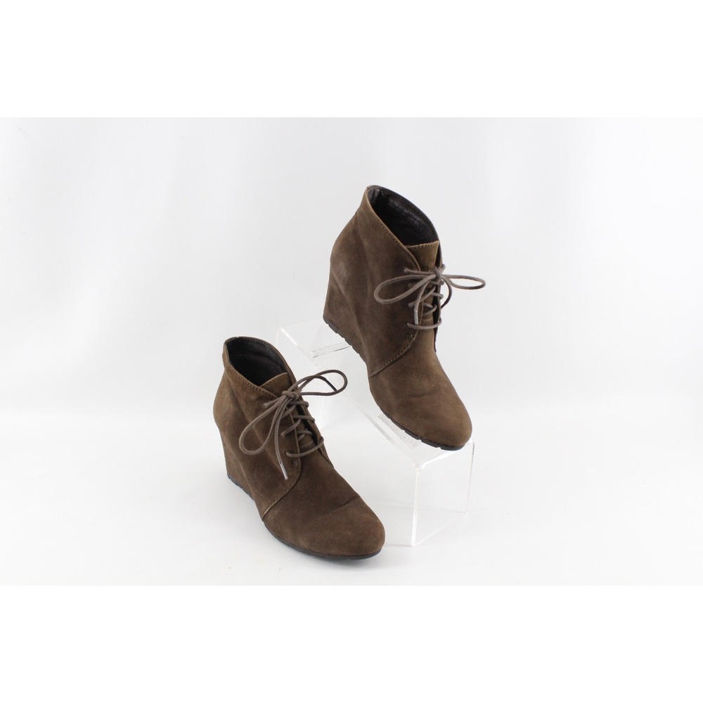 Clarks Artisan‎ Suede Leather Lace-Up Wedge Heel Boots Women's Size 7.5M 3" Heel